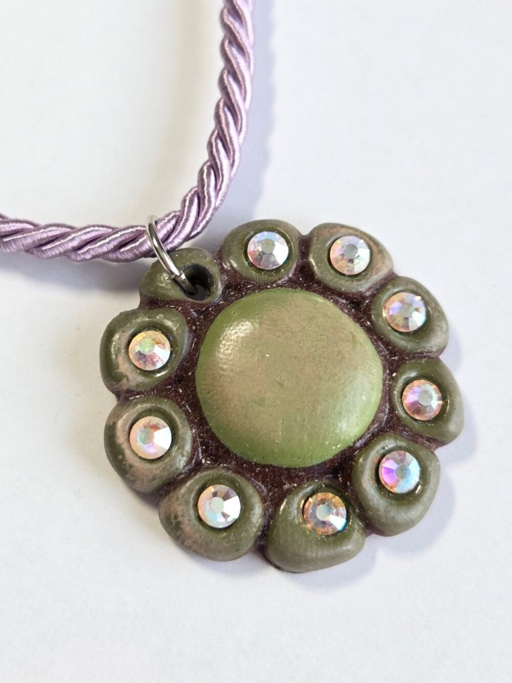 Sookie Sookie Clay Flower & Rhinestone Pendant